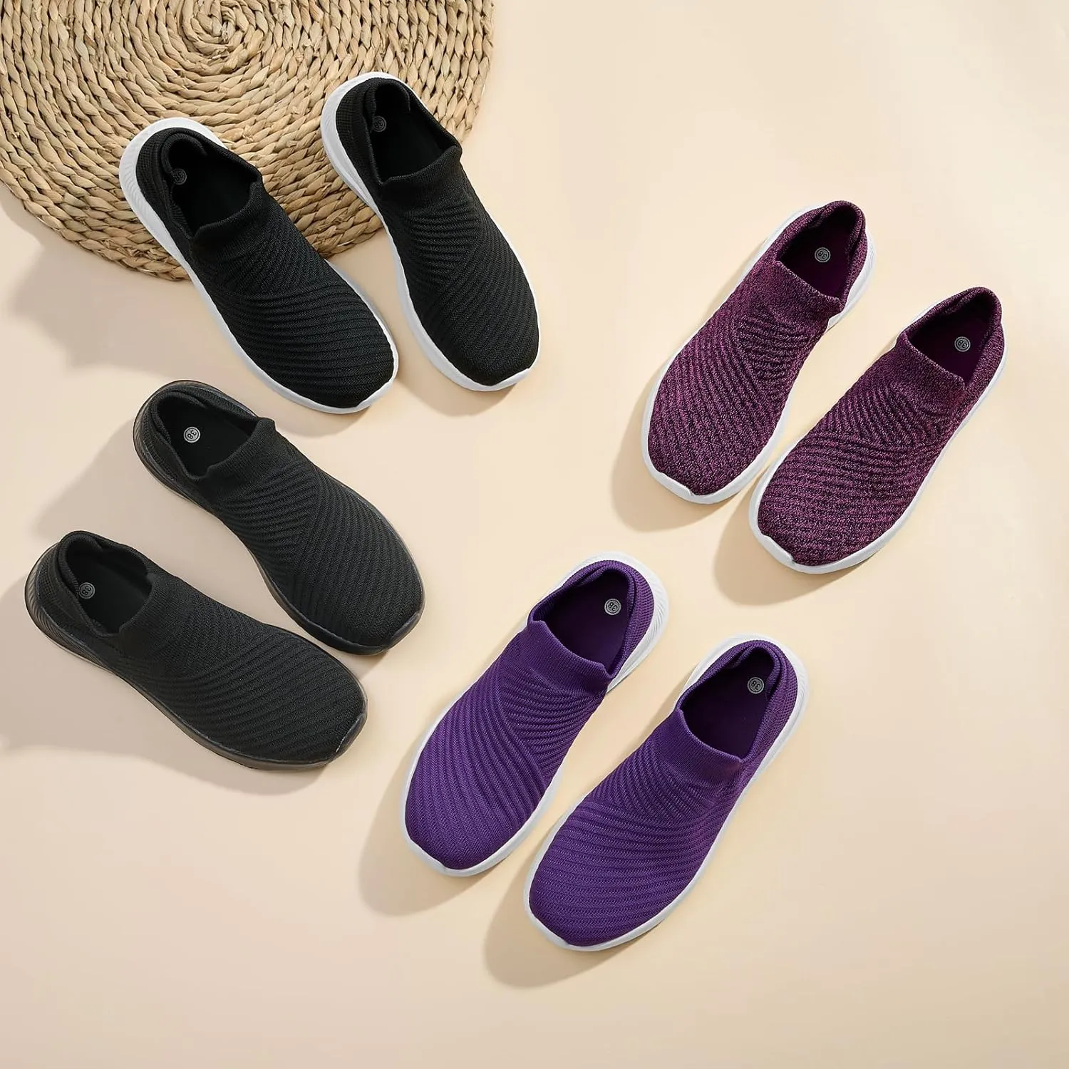 Walking Shoes Womens Slip on Sneakers with Memory Foam Casual Comfortable Non Slip Work Shoes Arch Support Loafers