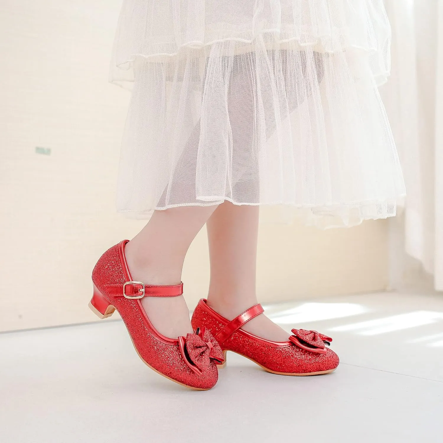 Walofou Flower Girls Wedding Party Heel Princess Shoes Flats for Kid Toddler