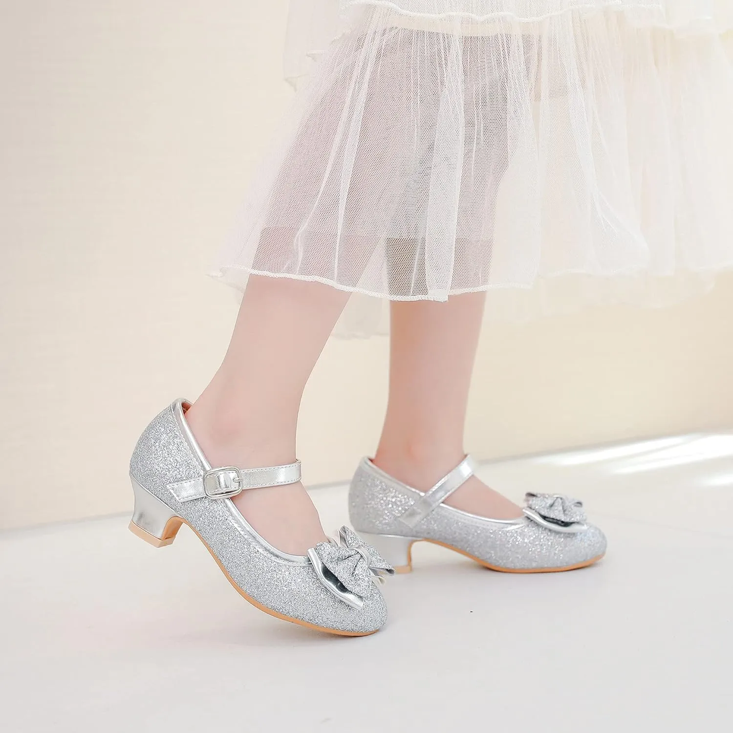 Walofou Flower Girls Wedding Party Heel Princess Shoes Flats for Kid Toddler