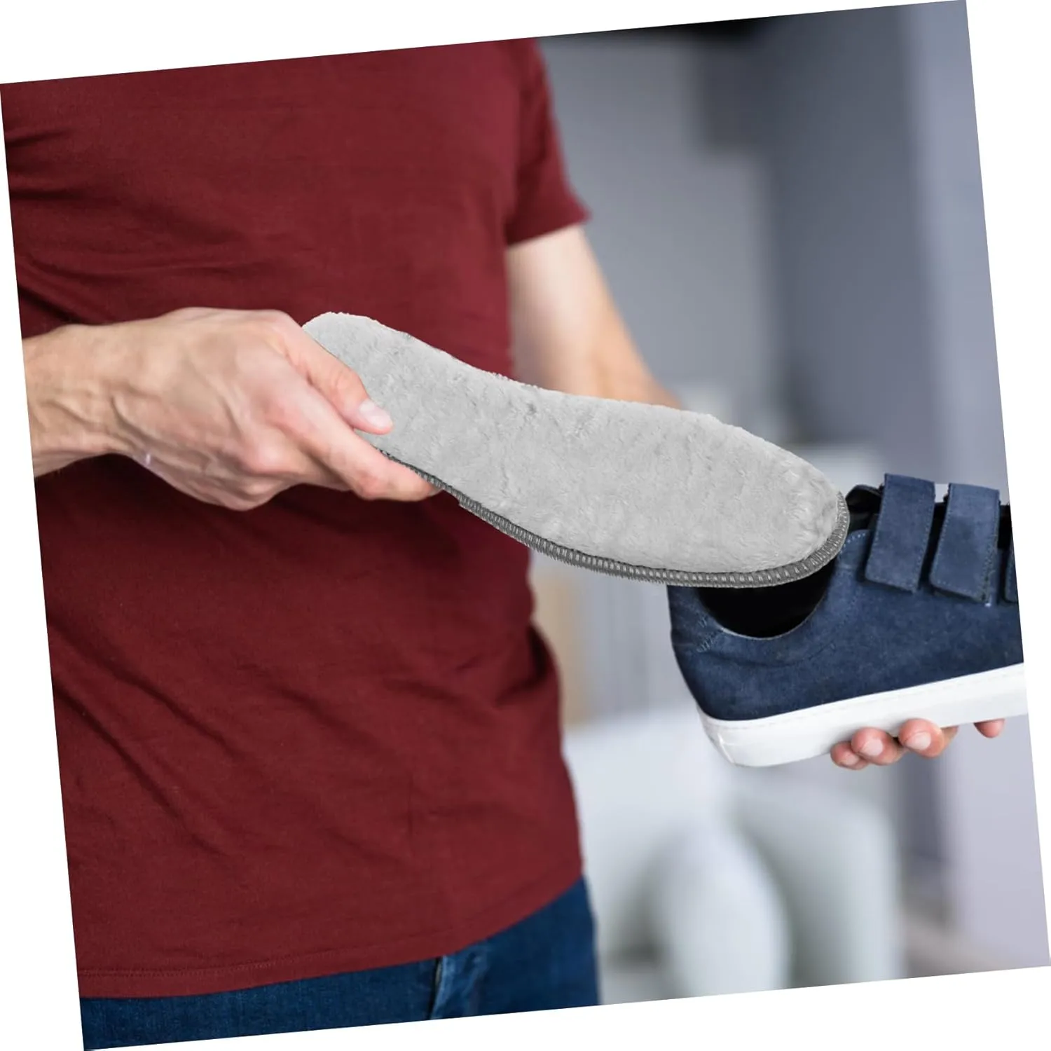 Warm Plush Insoles Winter Thickened Shoe Inserts for Women Men Fuzzy Liner Socks Non-Crease Boot Insoles (Size 37 4 Pairs Grey)