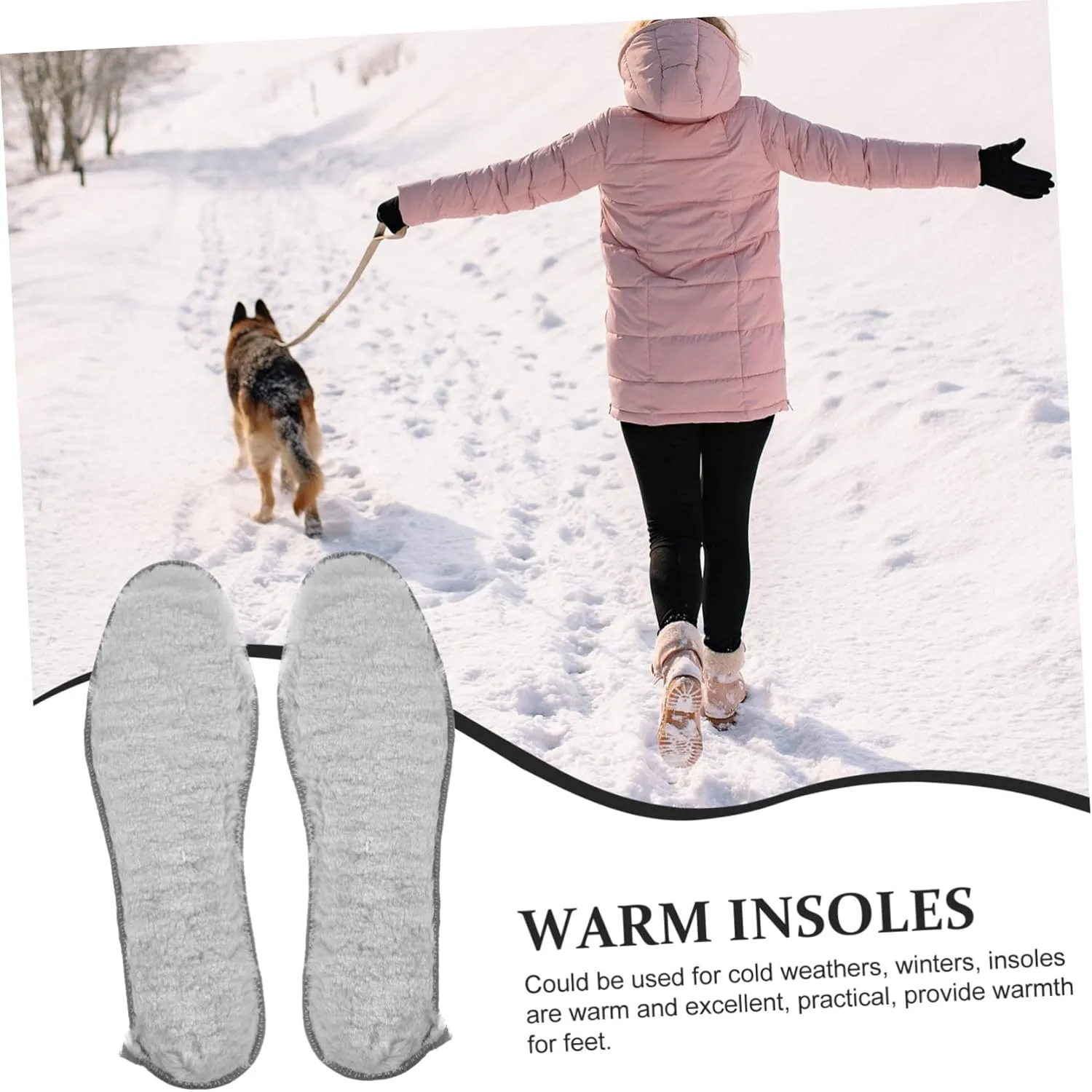 Warm Plush Insoles Winter Thickened Shoe Inserts for Women Men Fuzzy Liner Socks Non-Crease Boot Insoles (Size 37 4 Pairs Grey)