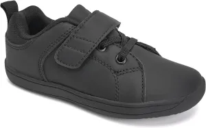 WateLves Toddler Little Kid Wide Barefoot The First Walking Shoes Girls Boys Leather Uniform Dress Shoes Lightweight Splay Naturally Minimalist Sneakers (Black, 23)