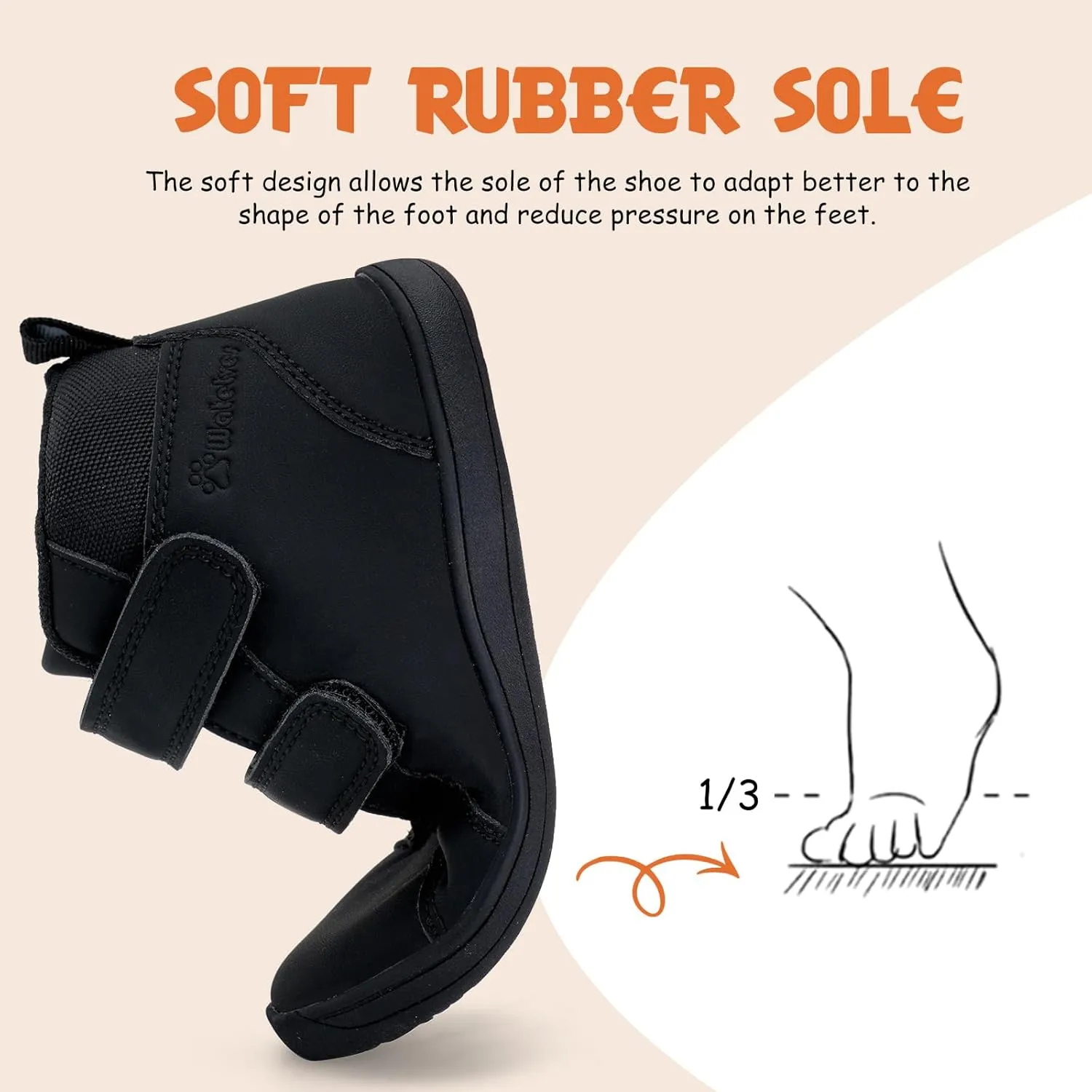 WateLves Toddler Little Kids Wide Barefoot Shoes Boys Girls Winter High Top Minimalist Sneakers Ankle Boots Leather Uniform Dress Shoes Naturally Splay