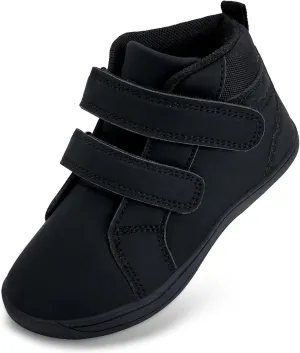 WateLves Toddler Little Kids Wide Barefoot Shoes Boys Girls Winter High Top Minimalist Sneakers Ankle Boots Leather Uniform Dress Shoes Naturally Splay