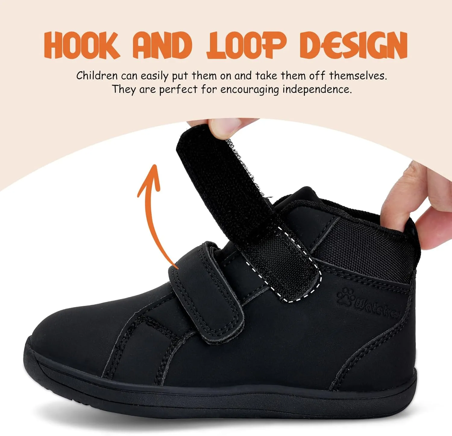 WateLves Toddler Little Kids Wide Barefoot Shoes Boys Girls Winter High Top Minimalist Sneakers Ankle Boots Leather Uniform Dress Shoes Naturally Splay