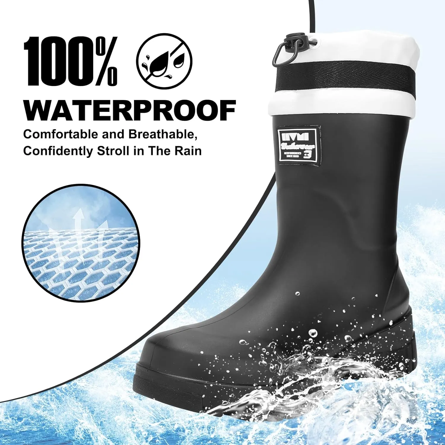 Waterproof Boots for Women Rain Boots Stylish Non Slip Rubber Boots Durable Garden Boots, Platform Mud Boots Fishing Boots for Outdoor Fashionable Booties