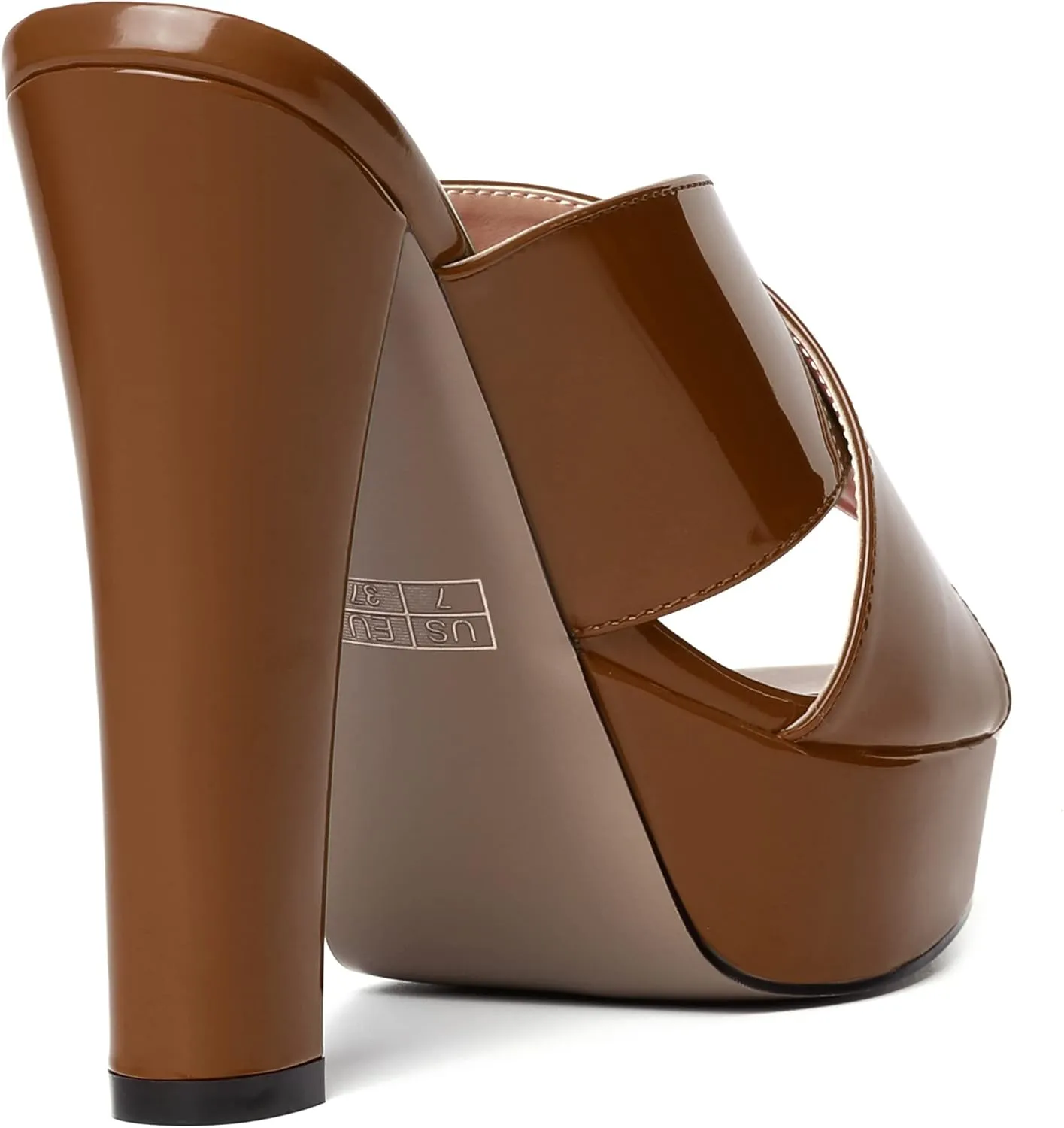 WAYDERNS Womens Slip On Patent Peep Toe Dating Fashion Block High Heel Platforms Sandals 5 Inch