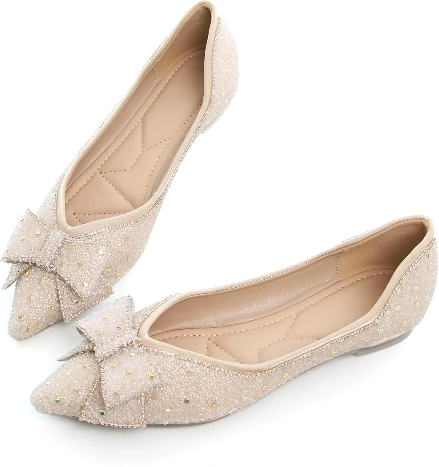 WENJIAZHIZHI Ballet Flats Wedding Dressy Shoes for Womens Comfortable Pointed-Toe Slip-On Loafers Flats Shoes Dressy Casual