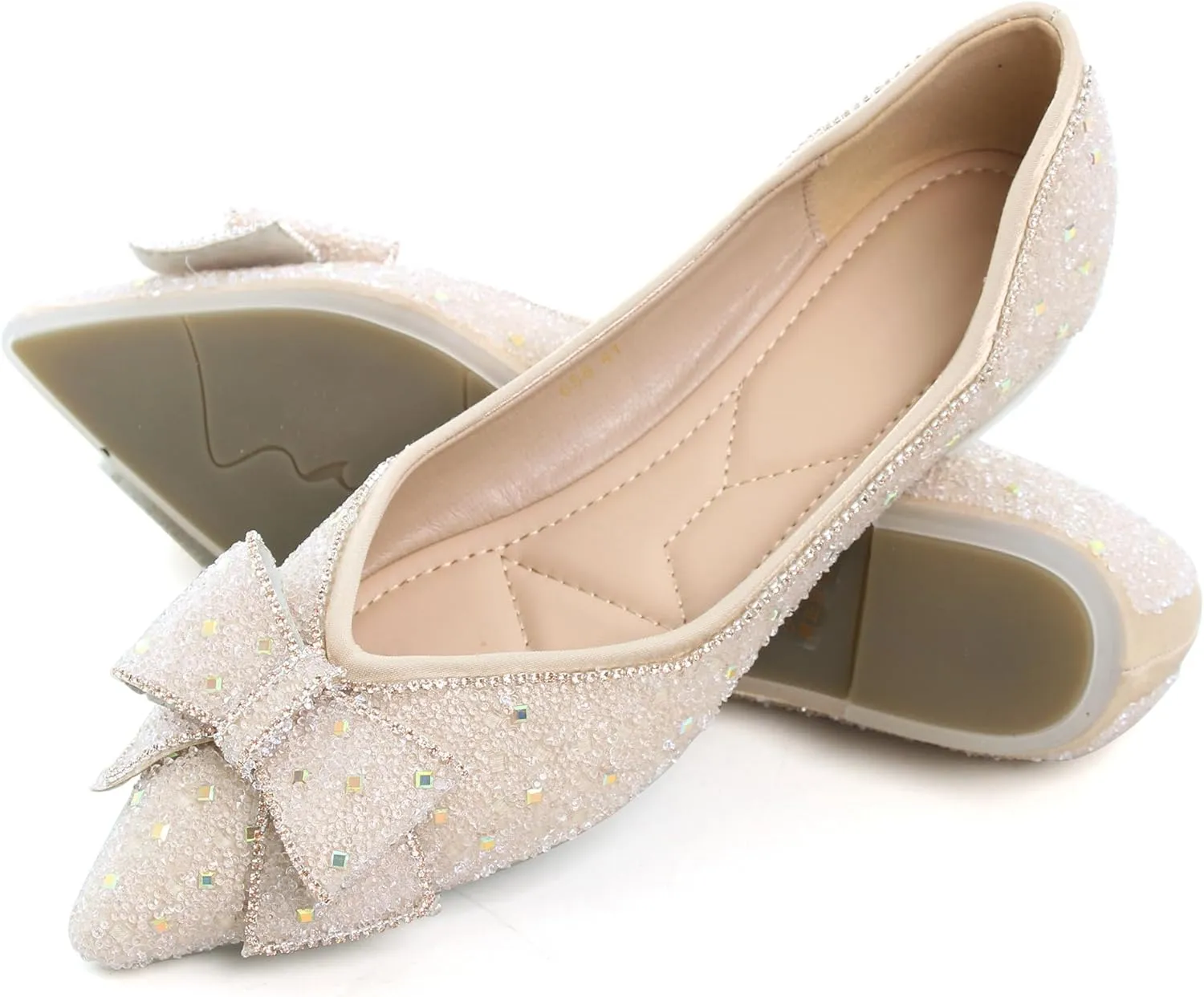 WENJIAZHIZHI Ballet Flats Wedding Dressy Shoes for Womens Comfortable Pointed-Toe Slip-On Loafers Flats Shoes Dressy Casual