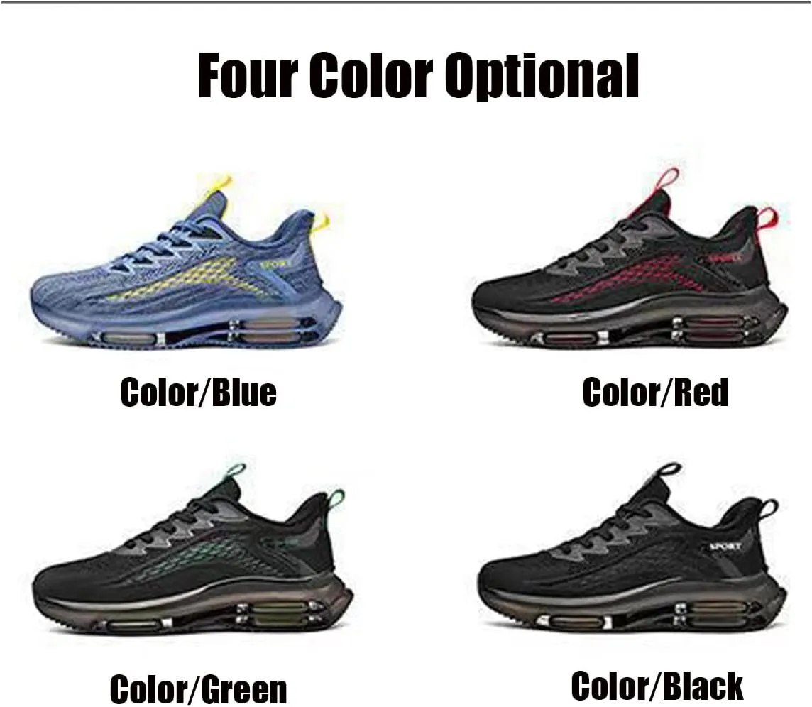 WENOREG Ztigerz Men's Mesh Air Cushion Sneakers Orthopedic Travel Plimsolls,Fashion Lace up Lightweight Non Slip Shock-Absorbing Breathable Comfort Gym Jogging Tennis Walking Work Running Shoes