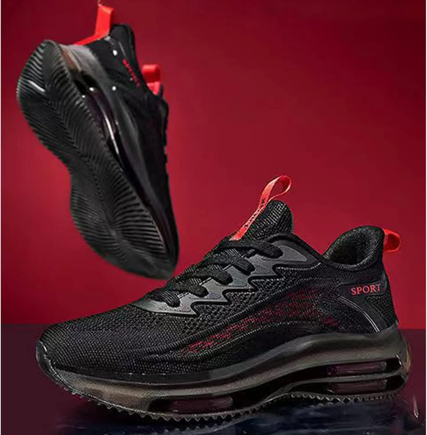 WENOREG Ztigerz Men's Mesh Air Cushion Sneakers Orthopedic Travel Plimsolls,Fashion Lace up Lightweight Non Slip Shock-Absorbing Breathable Comfort Gym Jogging Tennis Walking Work Running Shoes
