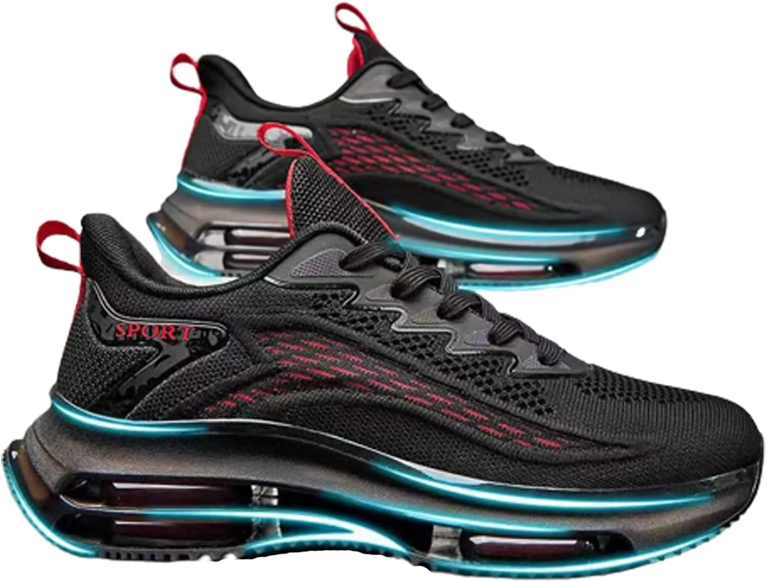 WENOREG Ztigerz Men's Mesh Air Cushion Sneakers Orthopedic Travel Plimsolls,Fashion Lace up Lightweight Non Slip Shock-Absorbing Breathable Comfort Gym Jogging Tennis Walking Work Running Shoes