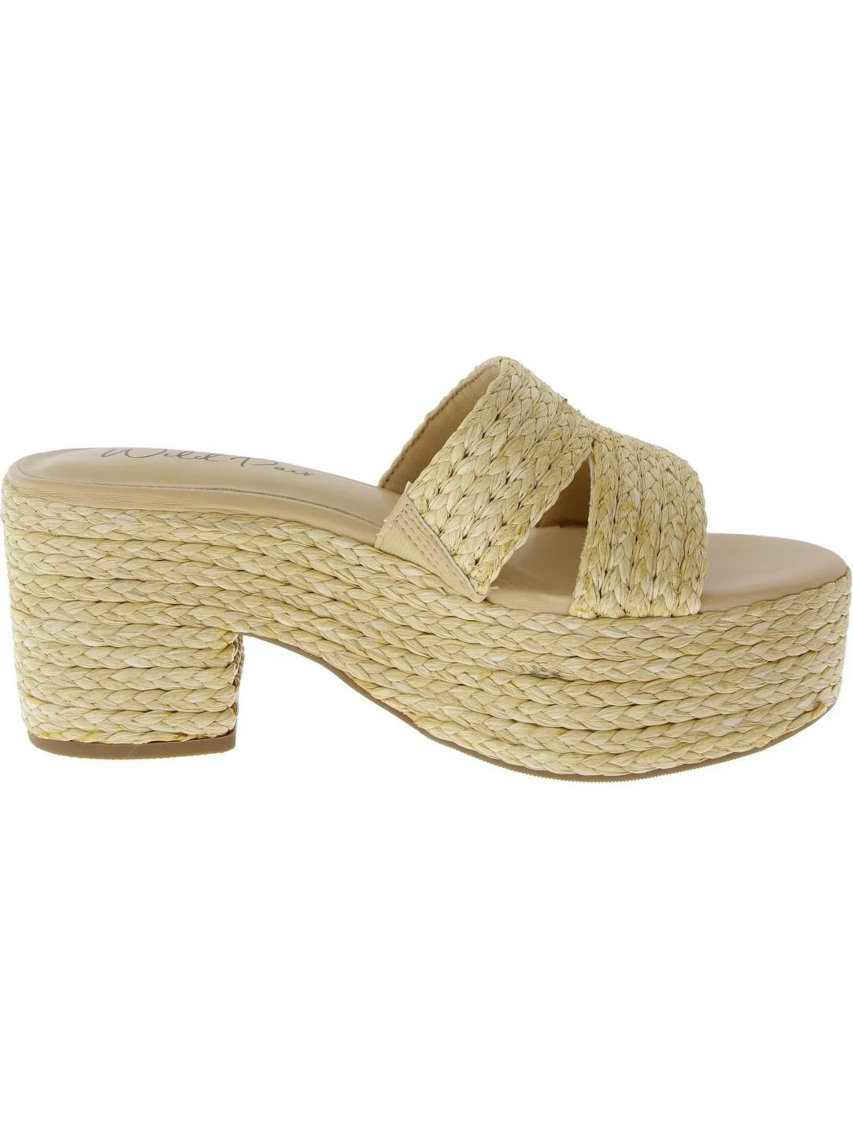 Wild Pair Womens Niftyy Heeled Slip-On Espadrilles Beige 9.5 Medium (B,M)