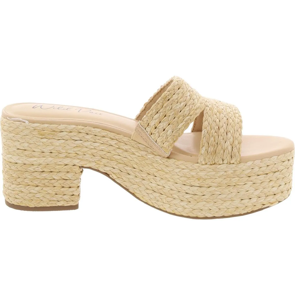 Wild Pair Womens Niftyy Heeled Slip-On Espadrilles Beige 9.5 Medium (B,M)
