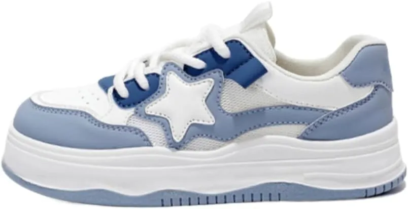 Women & Girls' Star Low-Top Sneakers - Breathable Casual Shoes with Cushioned Soft Sole, Retro Y2K Kawaii Design for Campus Life, Beach Travel & Weekend Hangouts Comfy Streetwear Trendy Minimalist