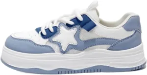 Women & Girls' Star Low-Top Sneakers - Breathable Casual Shoes with Cushioned Soft Sole, Retro Y2K Kawaii Design for Campus Life, Beach Travel & Weekend Hangouts Comfy Streetwear Trendy Minimalist