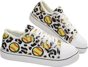 Women Baseball Print Shoes Canvas Sneakers Trendy Casual Walking Shoes