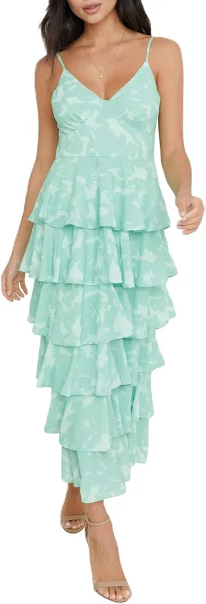 Women Cake Tiered Flowy Maxi Dress Fairy Spaghetti Strap Sweetheart Long Dress Y2K Elegant Party Patchwork Outfit