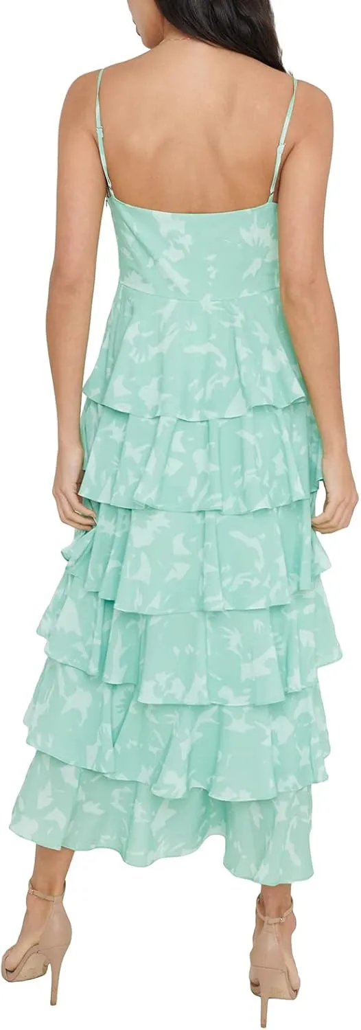 Women Cake Tiered Flowy Maxi Dress Fairy Spaghetti Strap Sweetheart Long Dress Y2K Elegant Party Patchwork Outfit