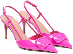 Women Heeled Slingback Sandals Closed Pointed Toe Stiletto High Heels Slip-On Backless Evening Prom Party Dress Shoes