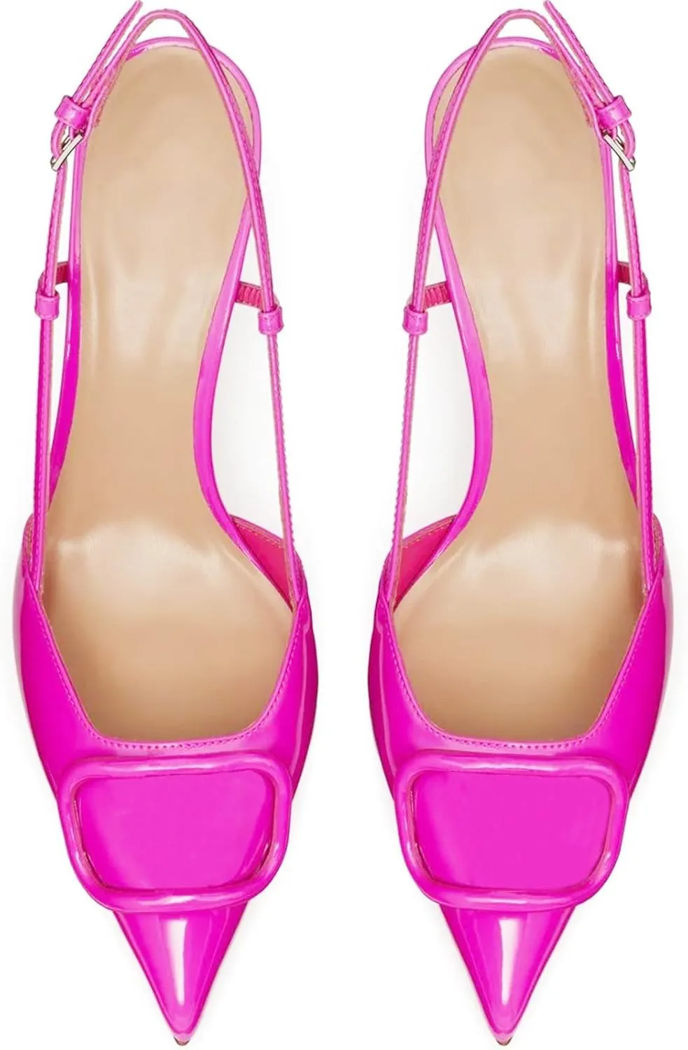 Women Heeled Slingback Sandals Closed Pointed Toe Stiletto High Heels Slip-On Backless Evening Prom Party Dress Shoes
