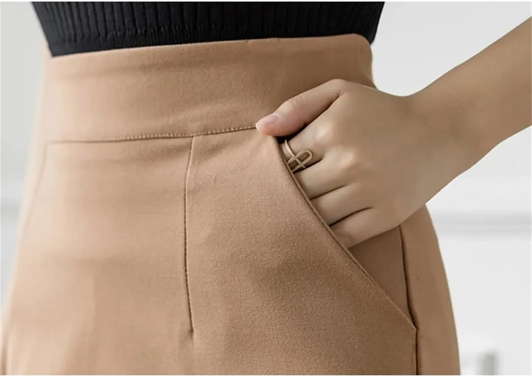 Women High Wiast Office Skirt Bodycon Long Skirts Elegant Sexy Pockets Midi Pencil Skirt