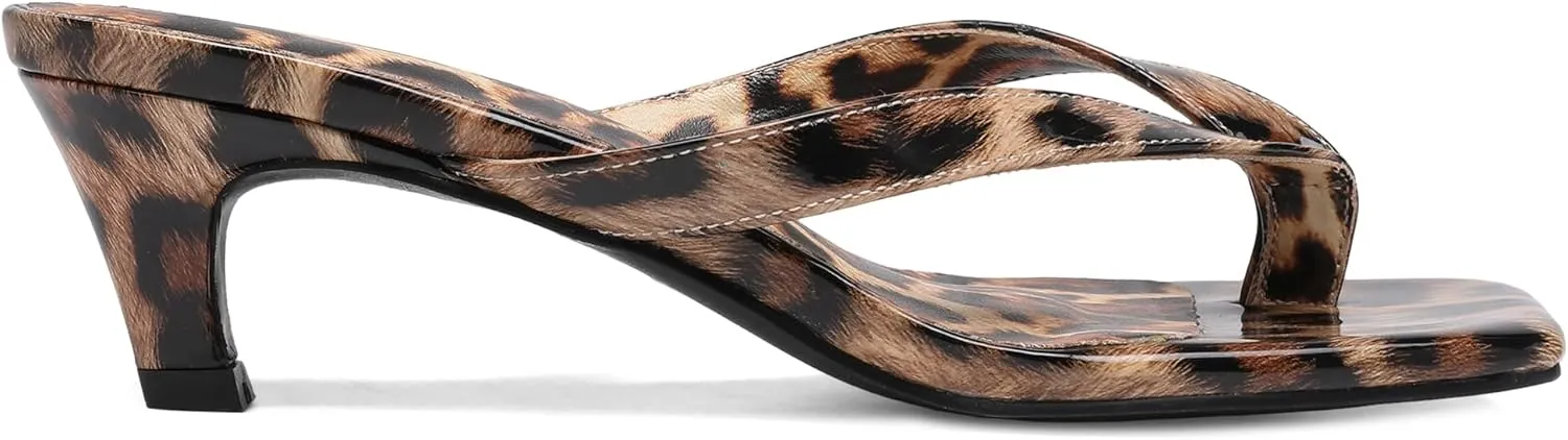 Women Kitten Heel Thong Sandals Square Open Toe Flip Flop Sandals Low Heel Fashion Party Dress Heeled Sandals