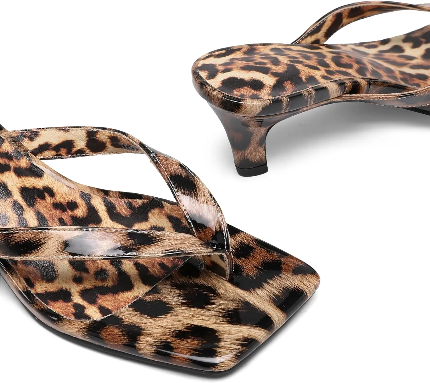 Women Kitten Heel Thong Sandals Square Open Toe Flip Flop Sandals Low Heel Fashion Party Dress Heeled Sandals