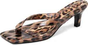 Women Kitten Heel Thong Sandals Square Open Toe Flip Flop Sandals Low Heel Fashion Party Dress Heeled Sandals
