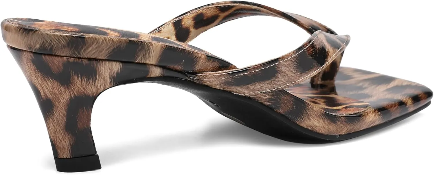 Women Kitten Heel Thong Sandals Square Open Toe Flip Flop Sandals Low Heel Fashion Party Dress Heeled Sandals