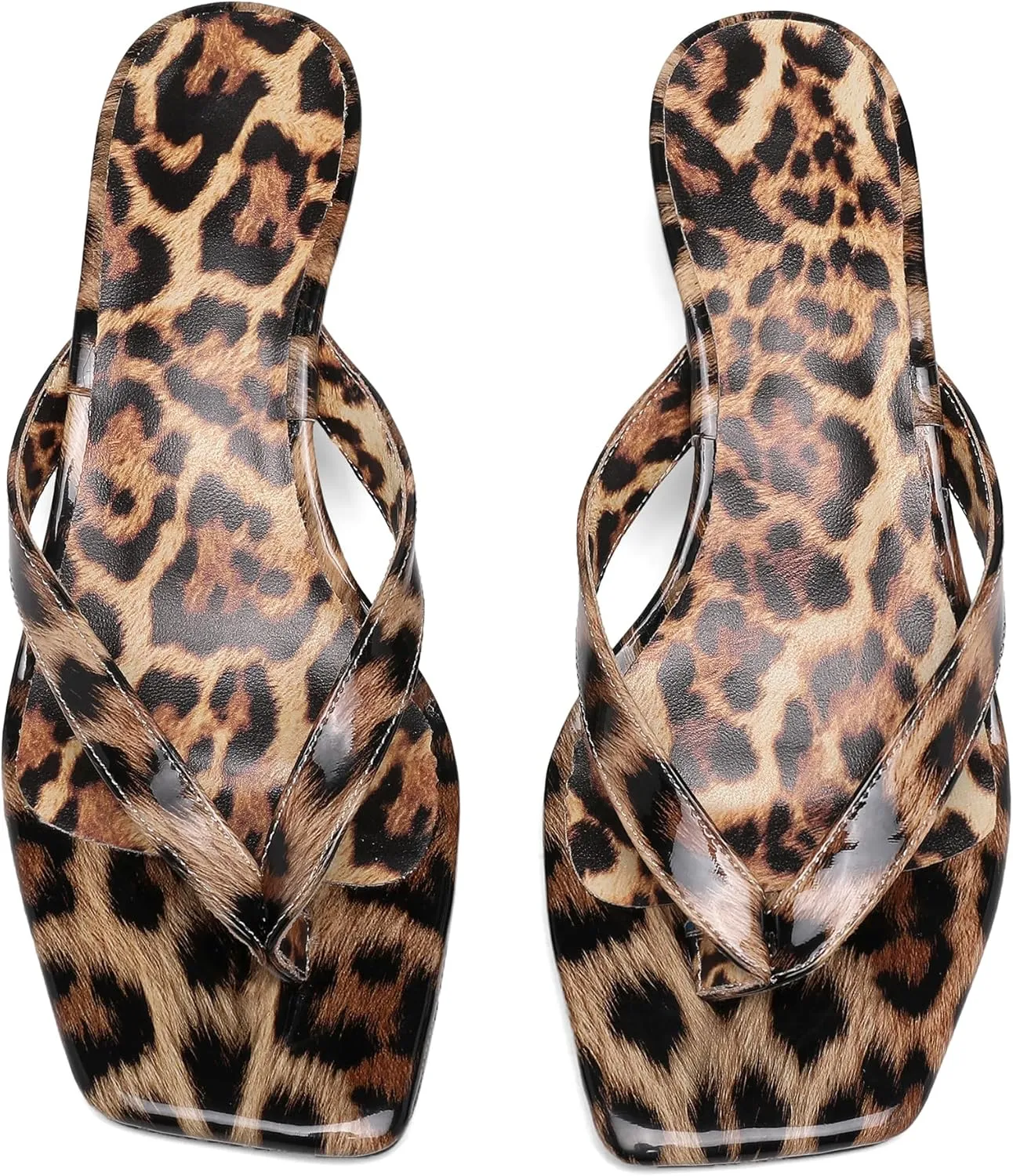 Women Kitten Heel Thong Sandals Square Open Toe Flip Flop Sandals Low Heel Fashion Party Dress Heeled Sandals