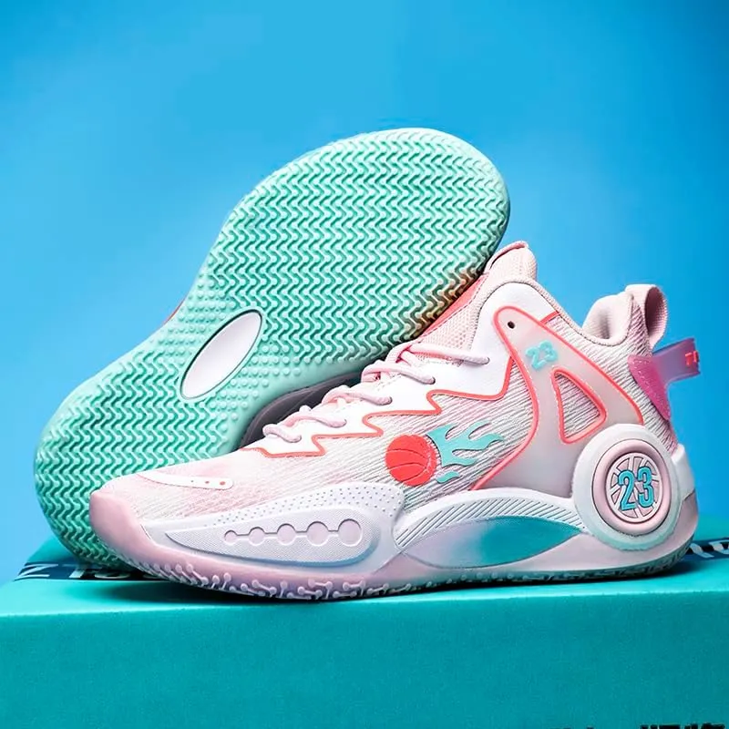 Women Men Basketball Shoes Breathable Non Slip Sneakers Unisex High Top Ultra-Light Fashion Outdoor Sports Shoes