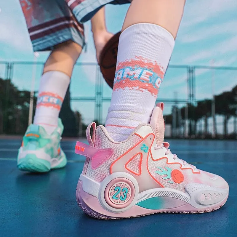 Women Men Basketball Shoes Breathable Non Slip Sneakers Unisex High Top Ultra-Light Fashion Outdoor Sports Shoes