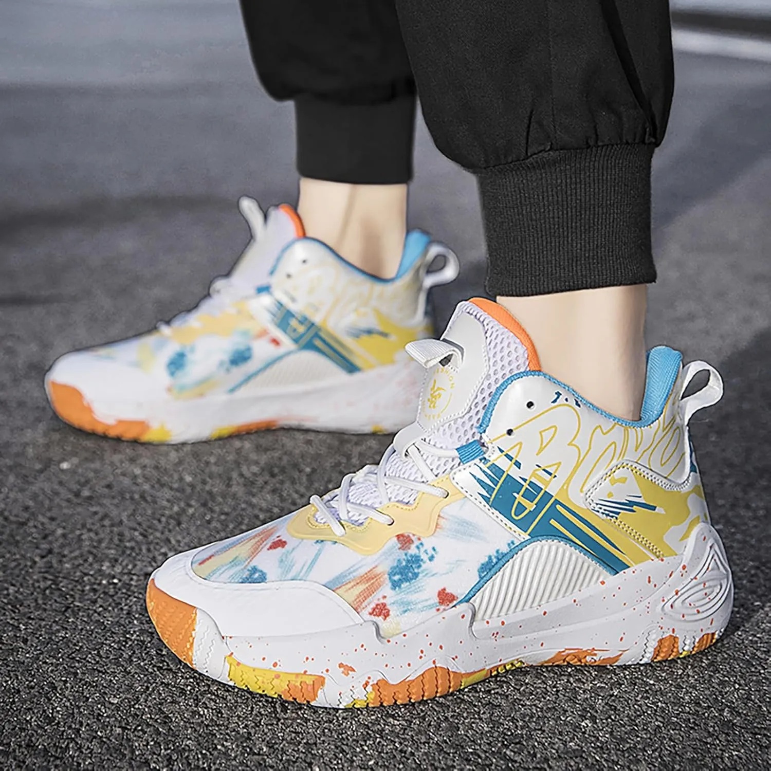 Women Men Basketball Shoes Fashion Running Sneakers Colorful Painting High Rebound Non-Slip Sport Shoes