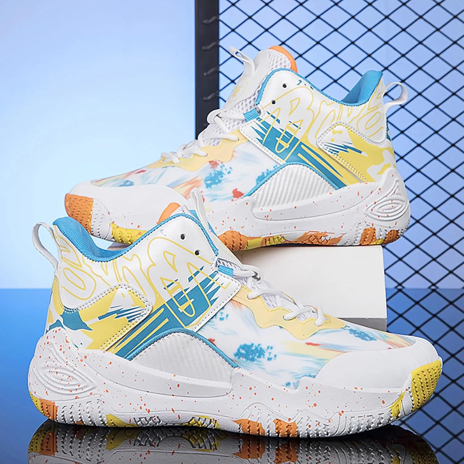 Women Men Basketball Shoes Fashion Running Sneakers Colorful Painting High Rebound Non-Slip Sport Shoes