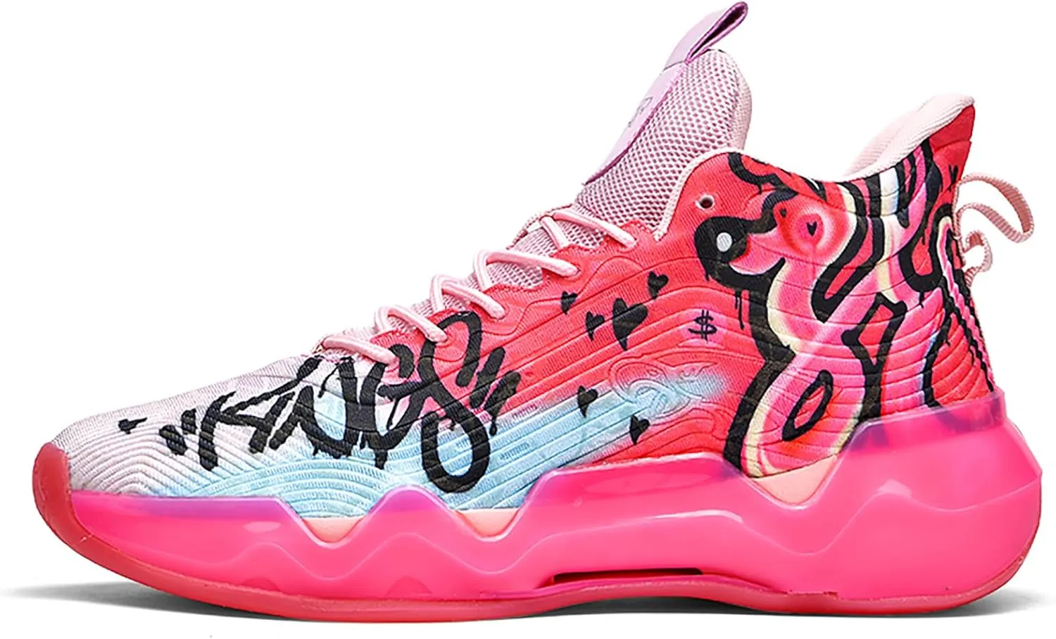 Women Men Basketball Shoes Youth Fashion High Top Running Shoes Volleyball Sneakers Colorful Painting Sport Shoes Comfortable Non-Slip Footwear