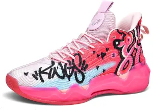 Women Men Basketball Shoes Youth Fashion High Top Running Shoes Volleyball Sneakers Colorful Painting Sport Shoes Comfortable Non-Slip Footwear