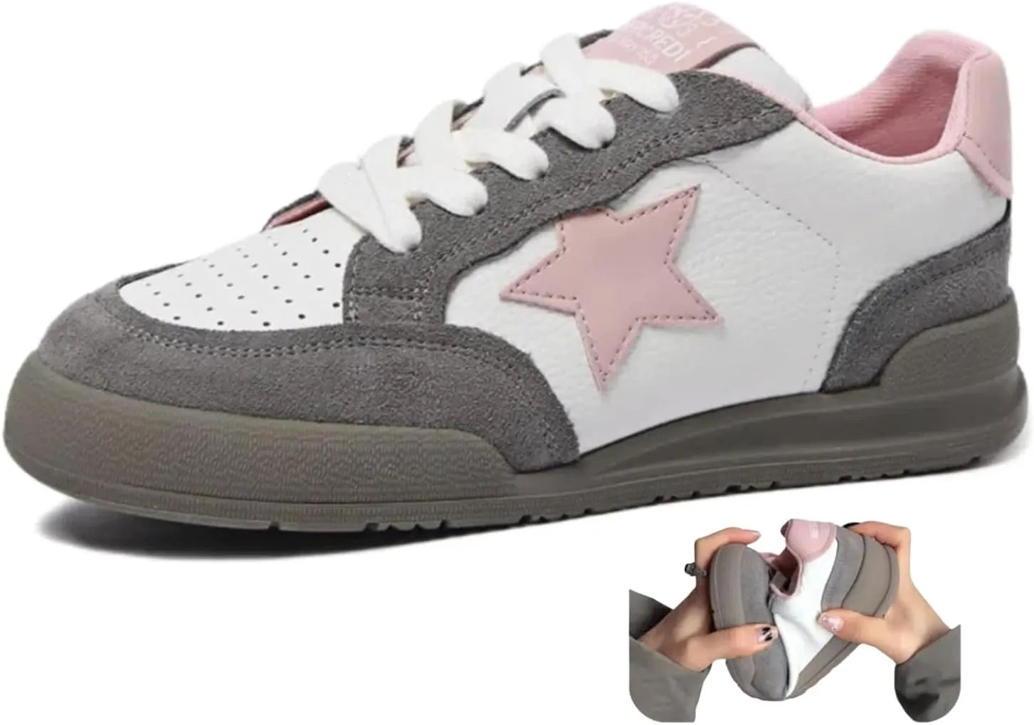 Women Platform Sneakers, Y2k Retro Star Shoes, Low Top Comfy Footwear Girls Cute Cream Color Teens Casual Wear School