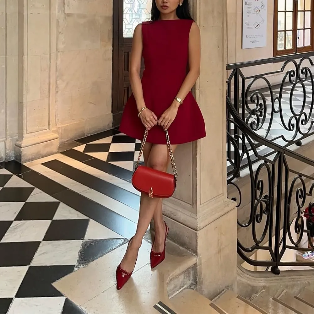 Women Sexy Backless Mini Dress Sleeveless Open Back A Line Tank Dress Formal College Graduation Dress