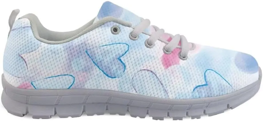 Women Shoes Lightweight Breathable Running Shoes Lace Up Walking Tennis Sneakers White Sole