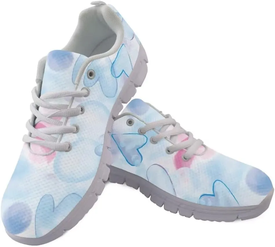 Women Shoes Lightweight Breathable Running Shoes Lace Up Walking Tennis Sneakers White Sole