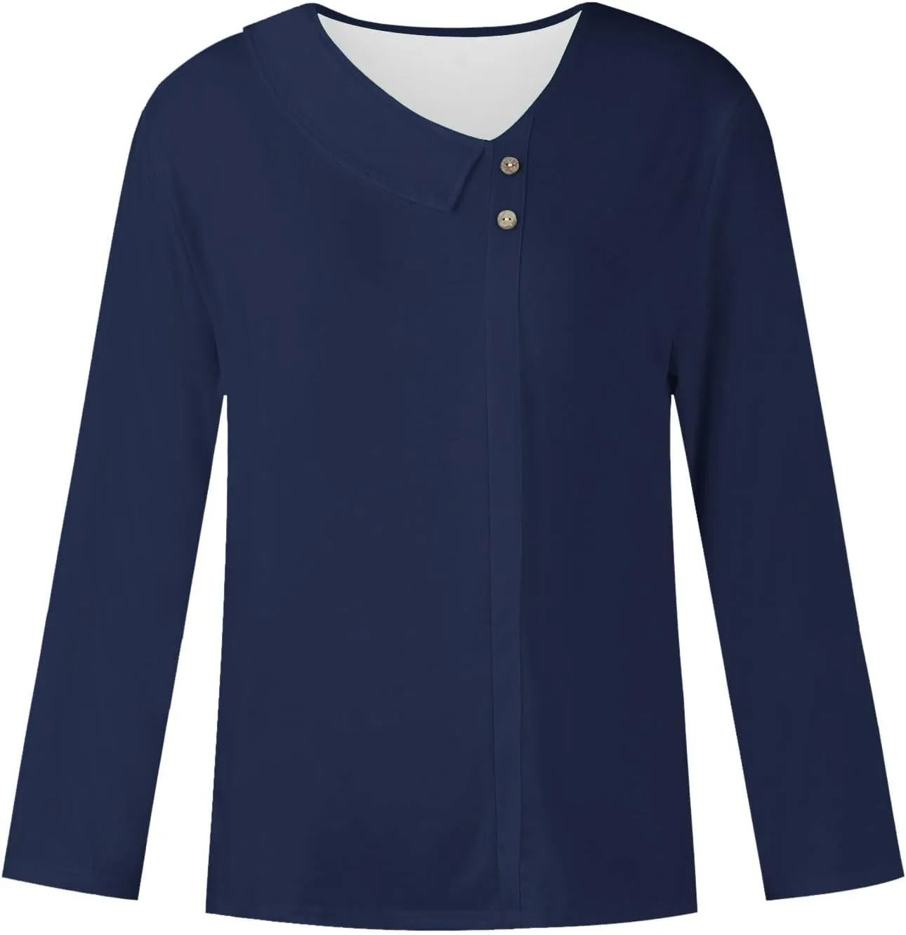 Womens Asymmetrical Neck Top 3/4 Sleeve Work Office Business Trendy Dressy Blouse Solid Color Slim Fit Casual Clothes