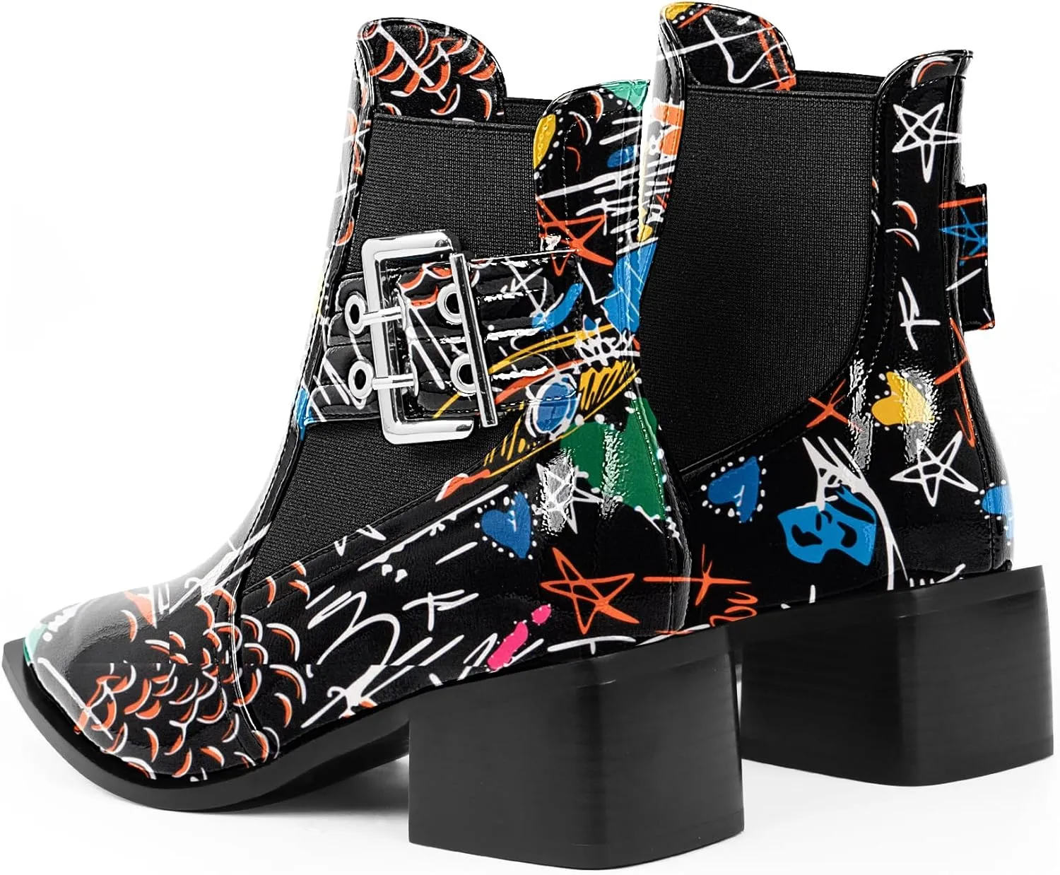Women's Block Chunky Low Heel Ankle Boots Buckle Strap Booties