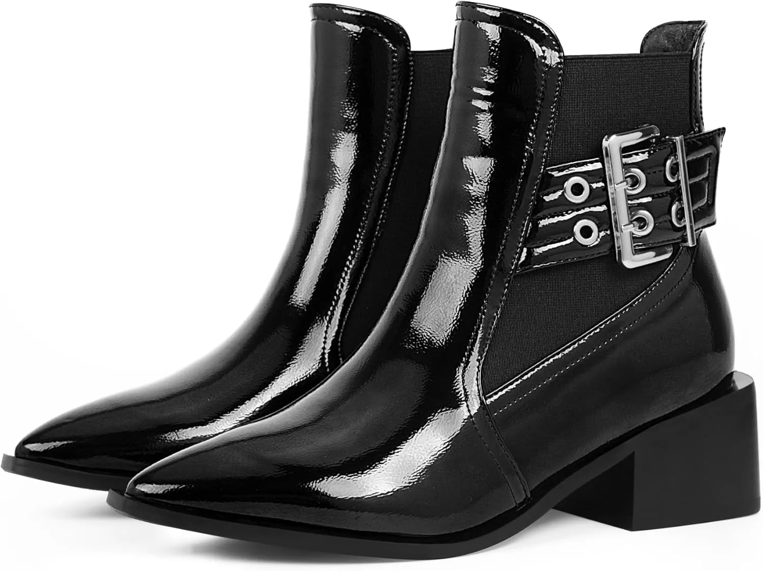 Women's Block Chunky Low Heel Ankle Boots Buckle Strap Booties