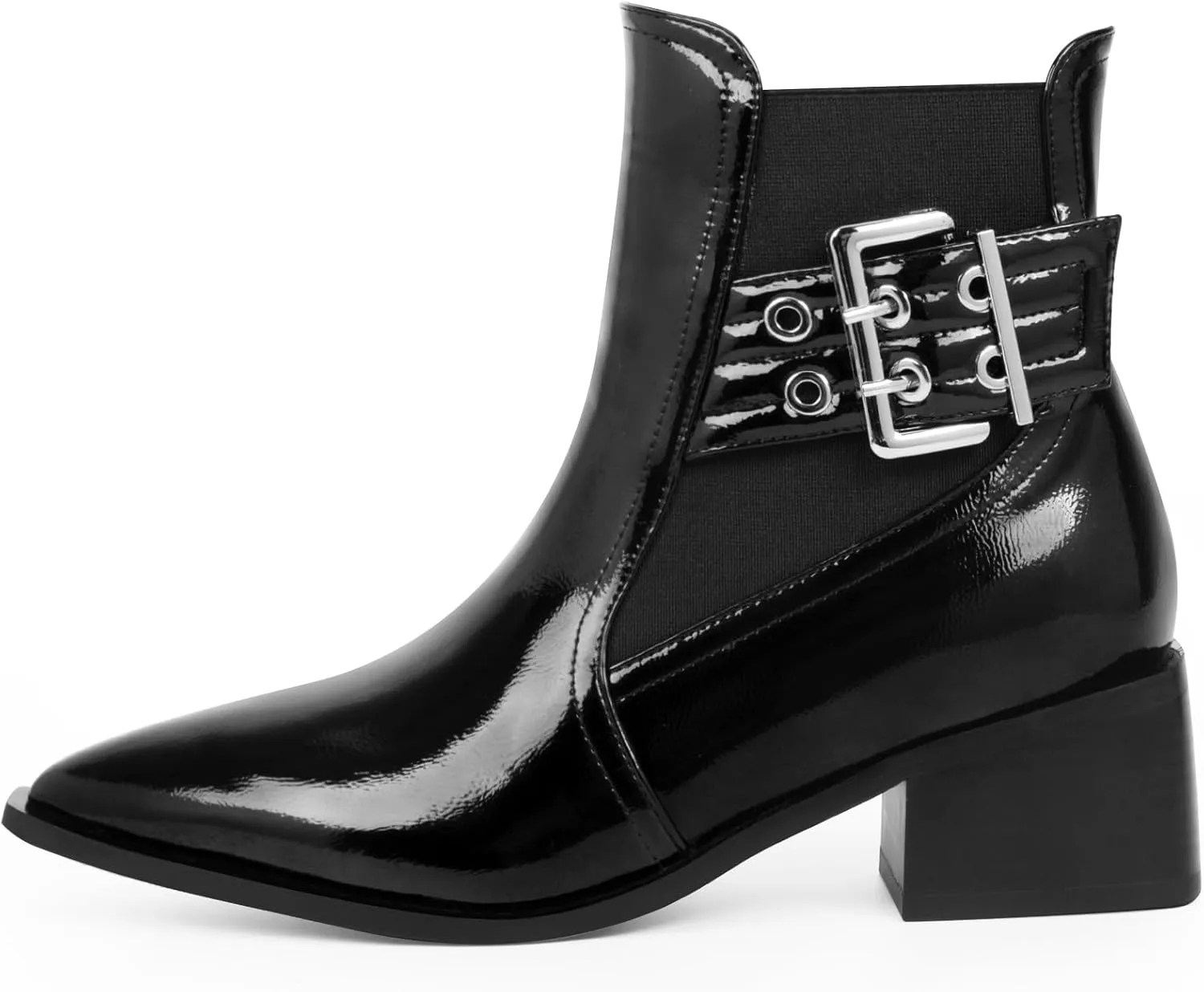 Women's Block Chunky Low Heel Ankle Boots Buckle Strap Booties