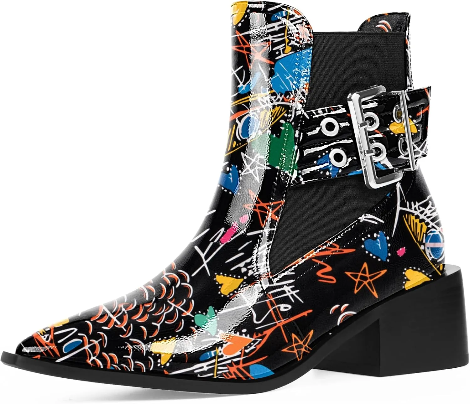 Women's Block Chunky Low Heel Ankle Boots Buckle Strap Booties