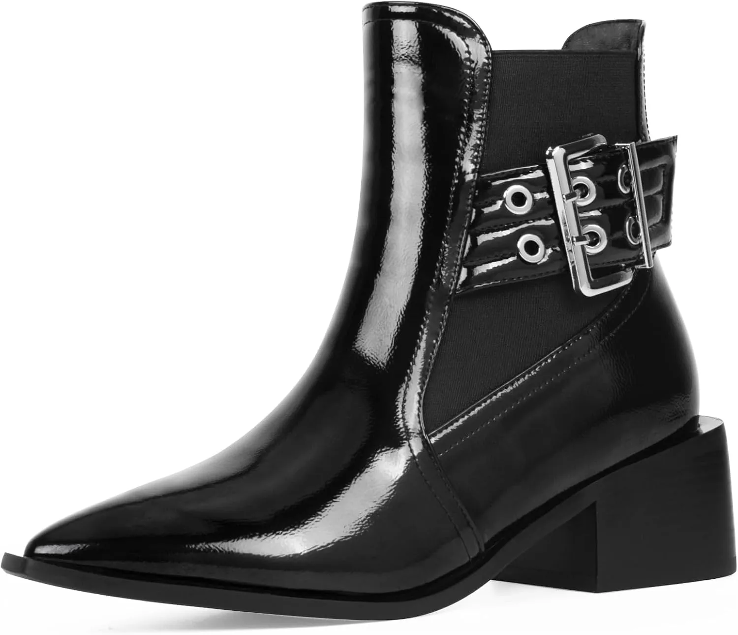 Women's Block Chunky Low Heel Ankle Boots Buckle Strap Booties