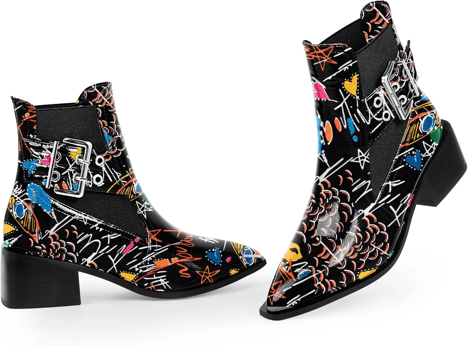 Women's Block Chunky Low Heel Ankle Boots Buckle Strap Booties