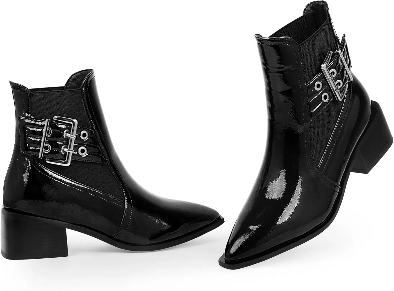 Women's Block Chunky Low Heel Ankle Boots Buckle Strap Booties