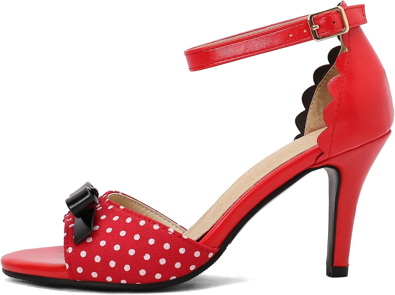 Women's Bow Polka Dot sLace Stiletto High Heels Sandals